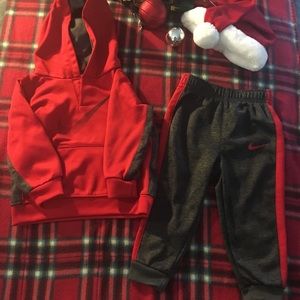 Baby Boy Nike Dry Fit Red, Black/Grey Hooded   Set